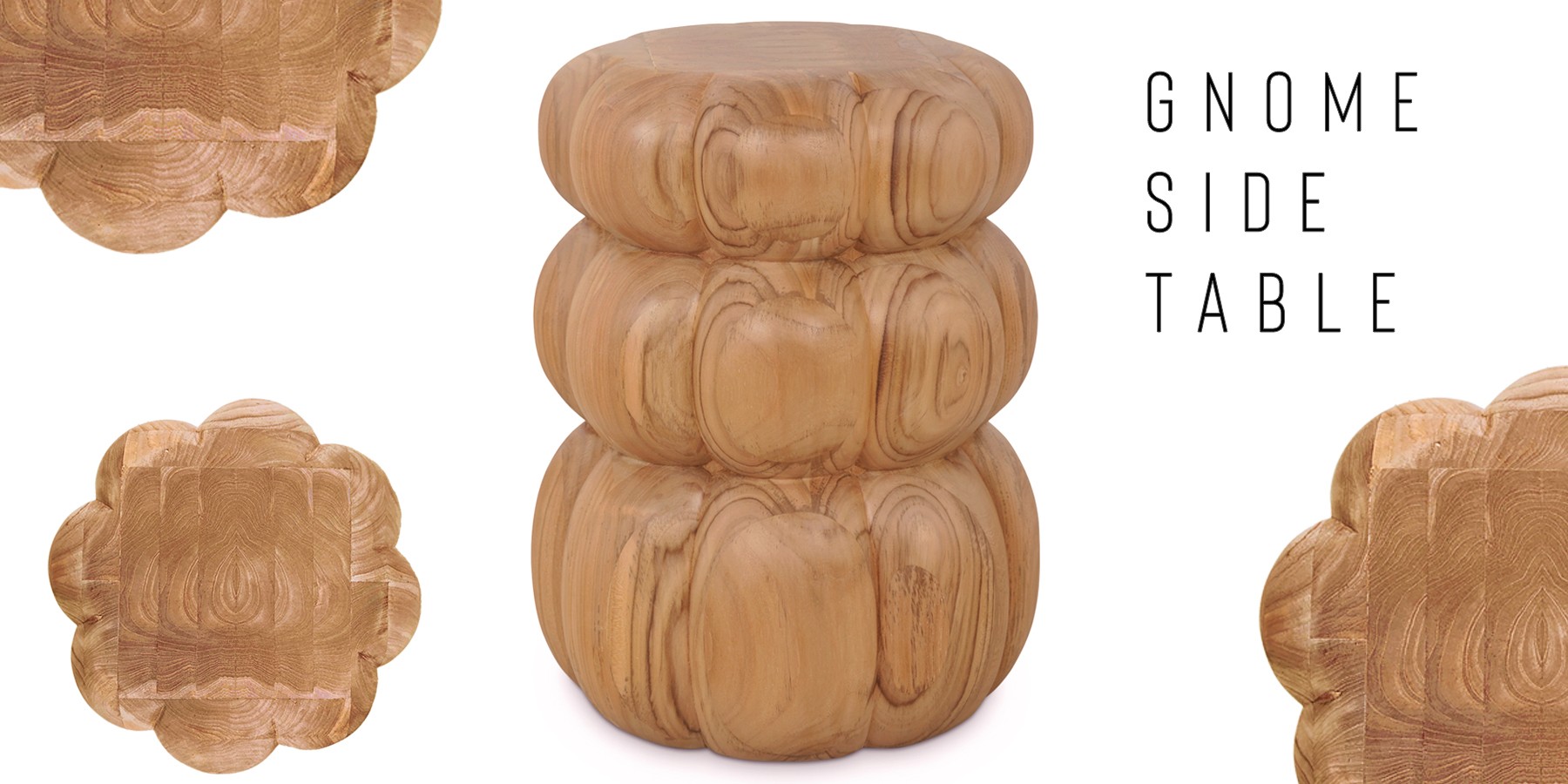 Gnome wood abstract side table