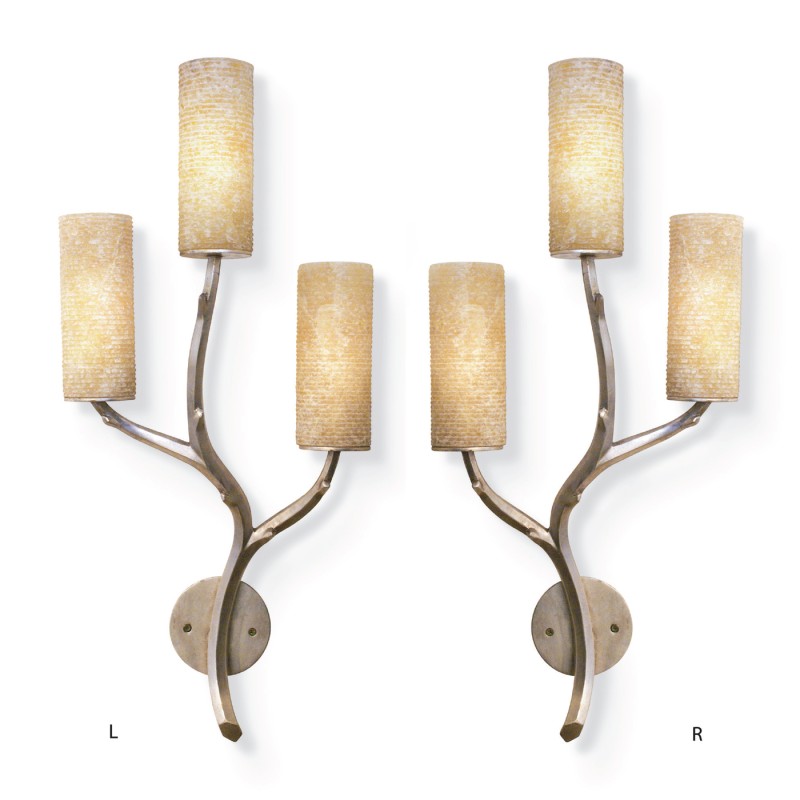 Hewn Sconce With Onyx Shades / 3-Light