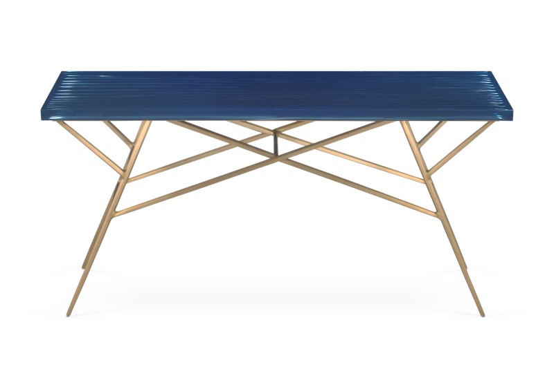 Firth Console - marine blue resin, vintage brass